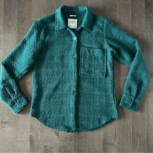 Abercrombie & Fitch Oversized Tweed Shacket Blazer Jacket‎ Shirt Green Size XS